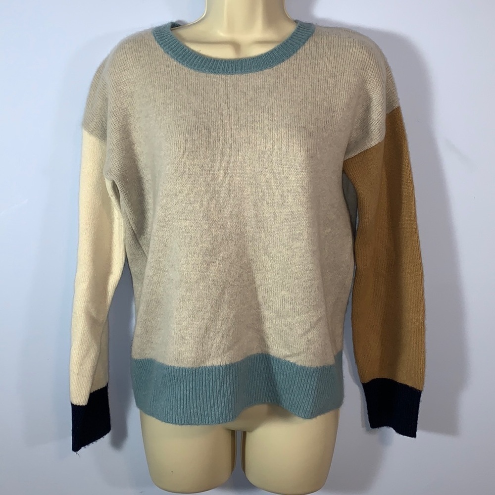 Stitch & needle 100% cashmere crewneck sweater blue gray black camel size xs